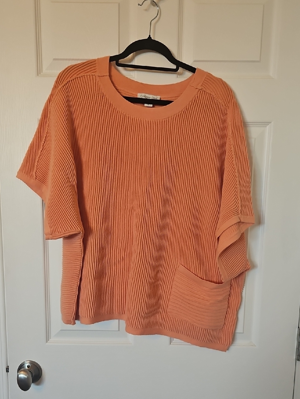 Coldwater Creek Coral Knit Top with Pocket Detail